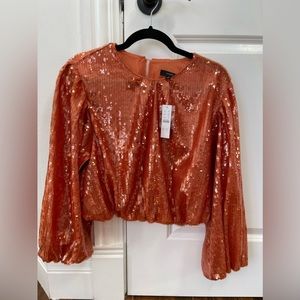Bubble-sleeve sequin top